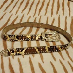 Genuine Leather western rhinestone belt